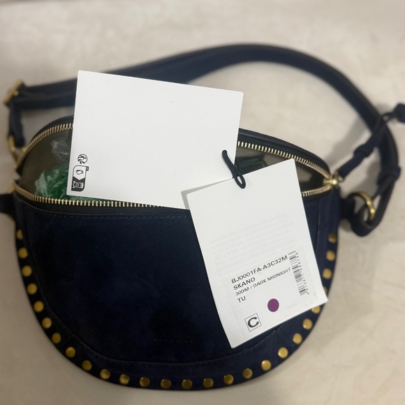 Isabel Marant Skano Dark Midnight blue suede crossbody belt bag - Picture 3 of 4